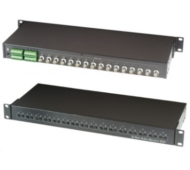 16 Port Active Receiver Hub In 1U Rack Mounting Panel